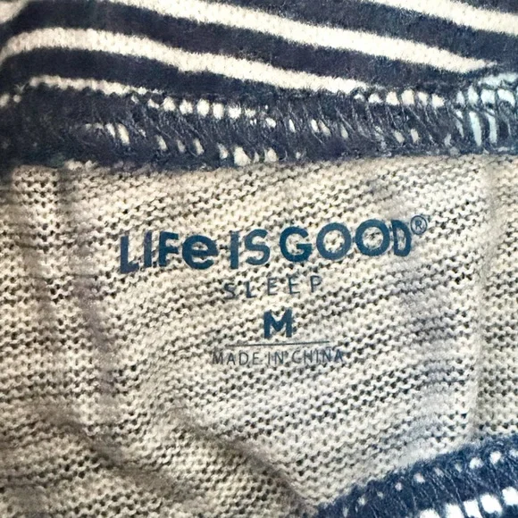 Life Is Good Sleep Pajama Joggers Coffee Mug Navy Stripe Lounge Women’s Medium - Picture 4 of 8